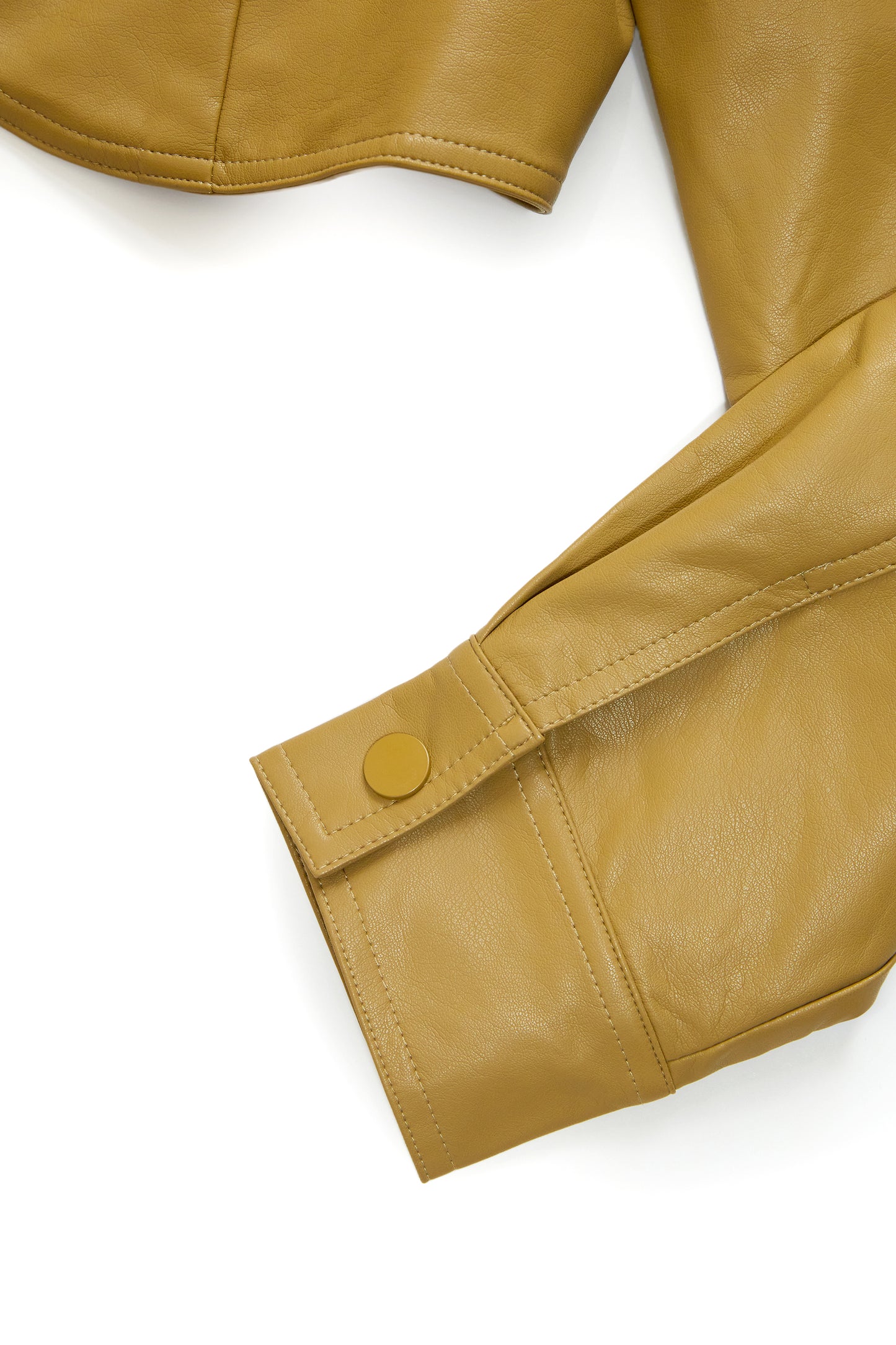 Short version soft casual leather jacket-olive green