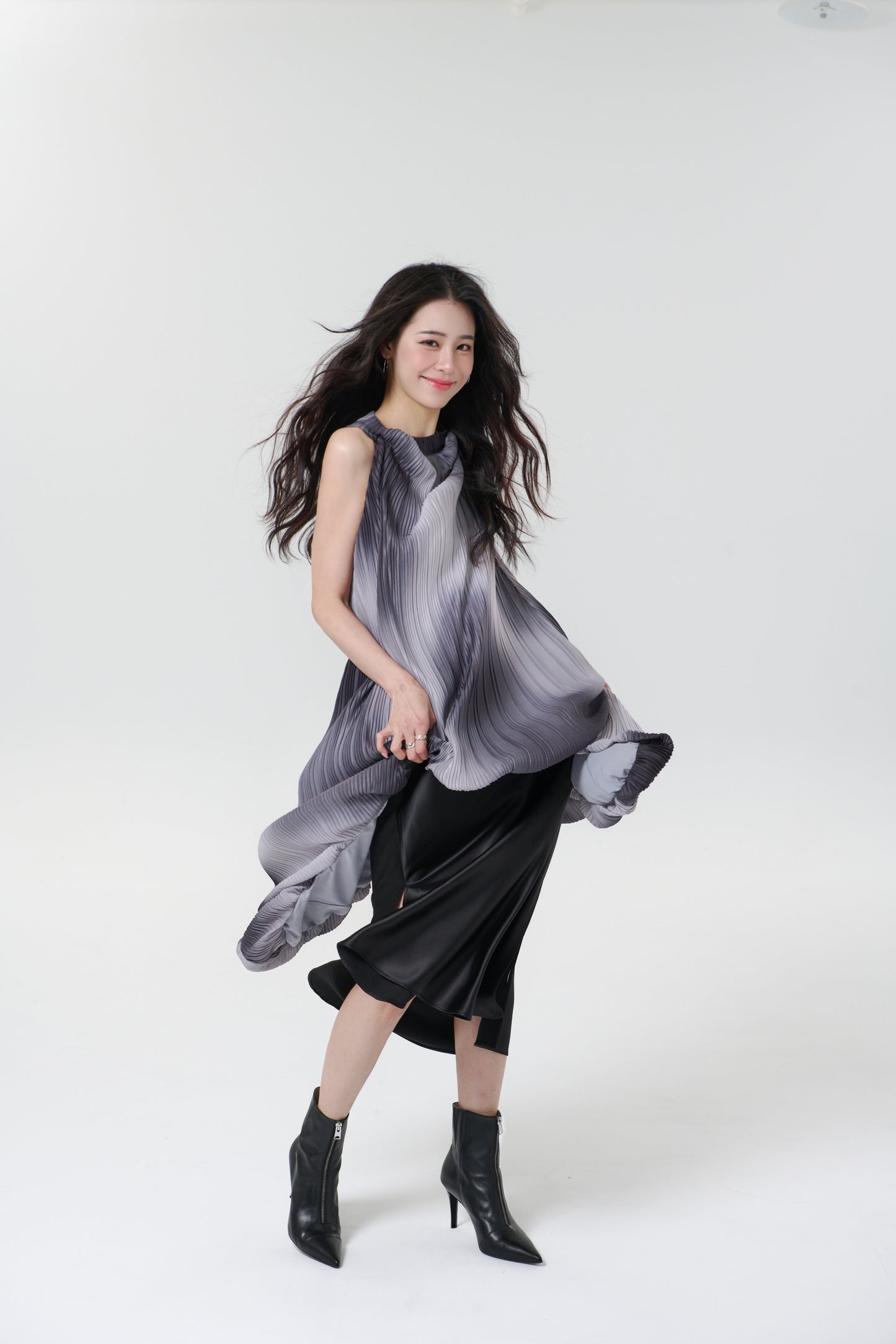 細褶紋理背心裙