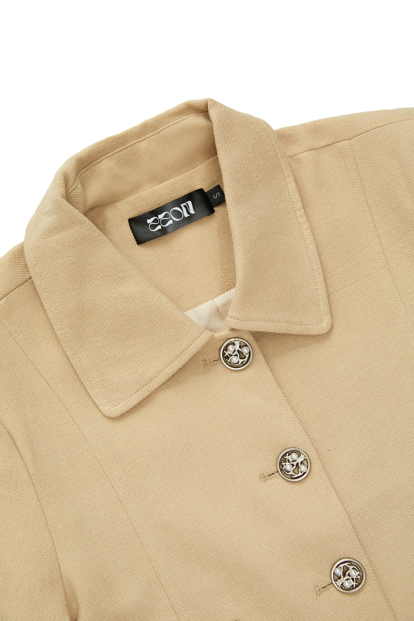 French flower button short blazer-apricot