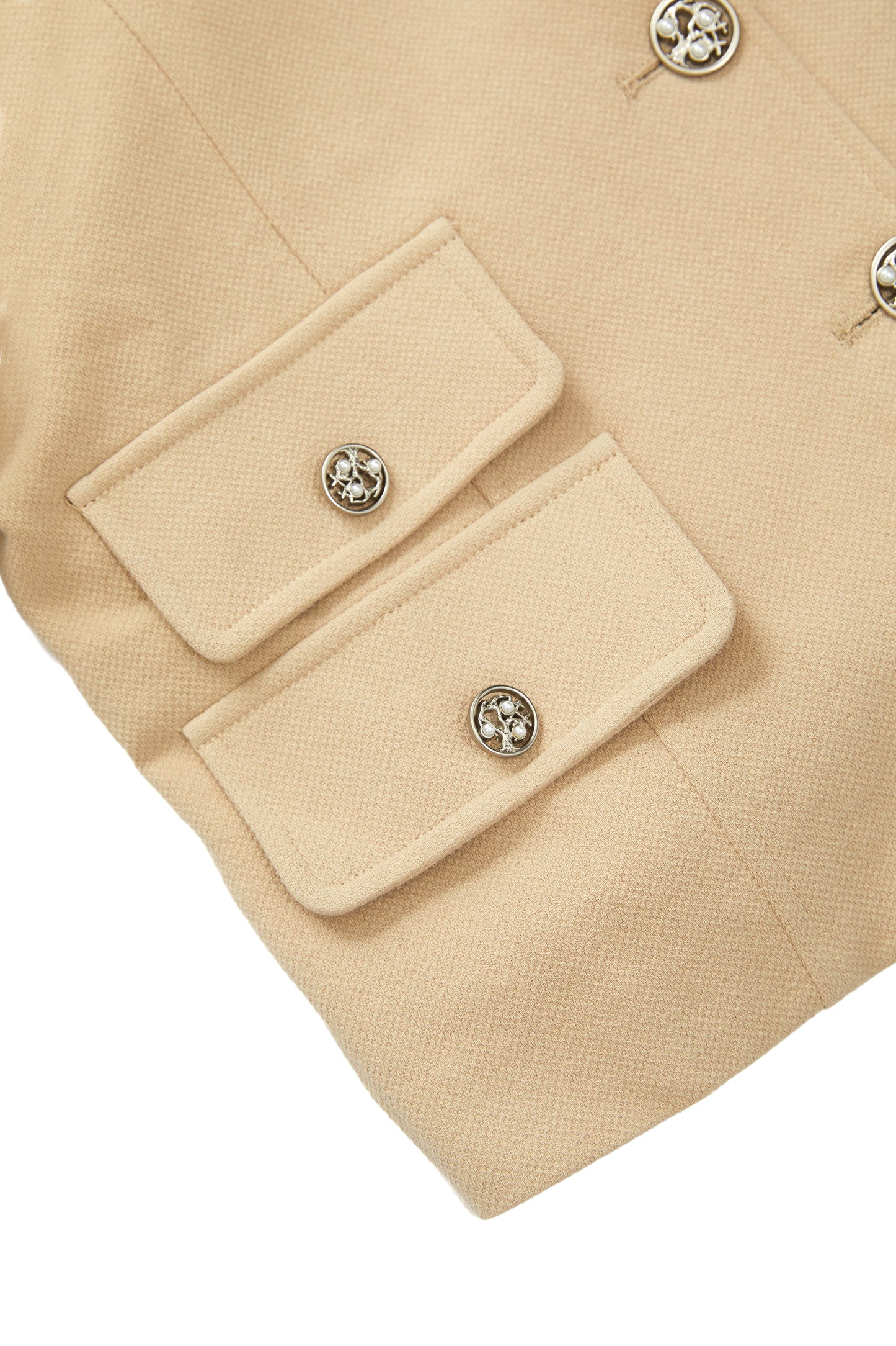 French flower button short blazer-apricot