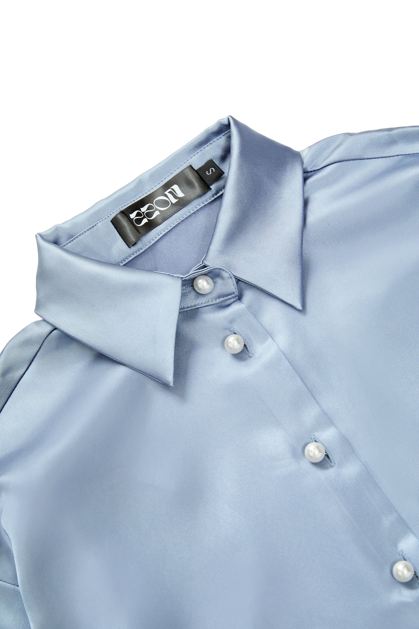 Pearl button satin shirt-grey blue (SOLD OUT)