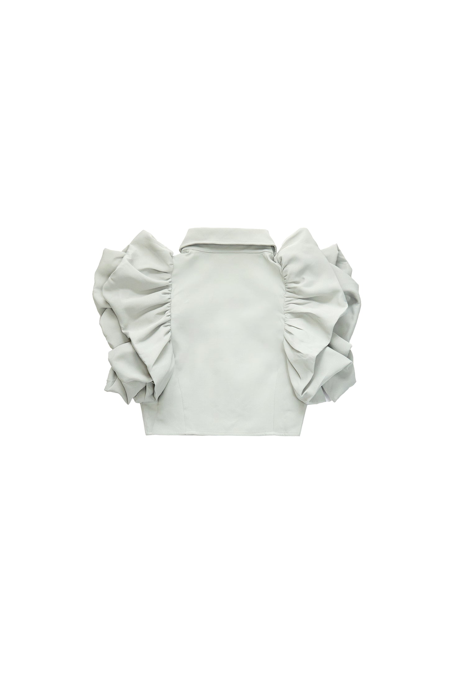 Petal Sleeve Double Layer Design Shirt - Gray