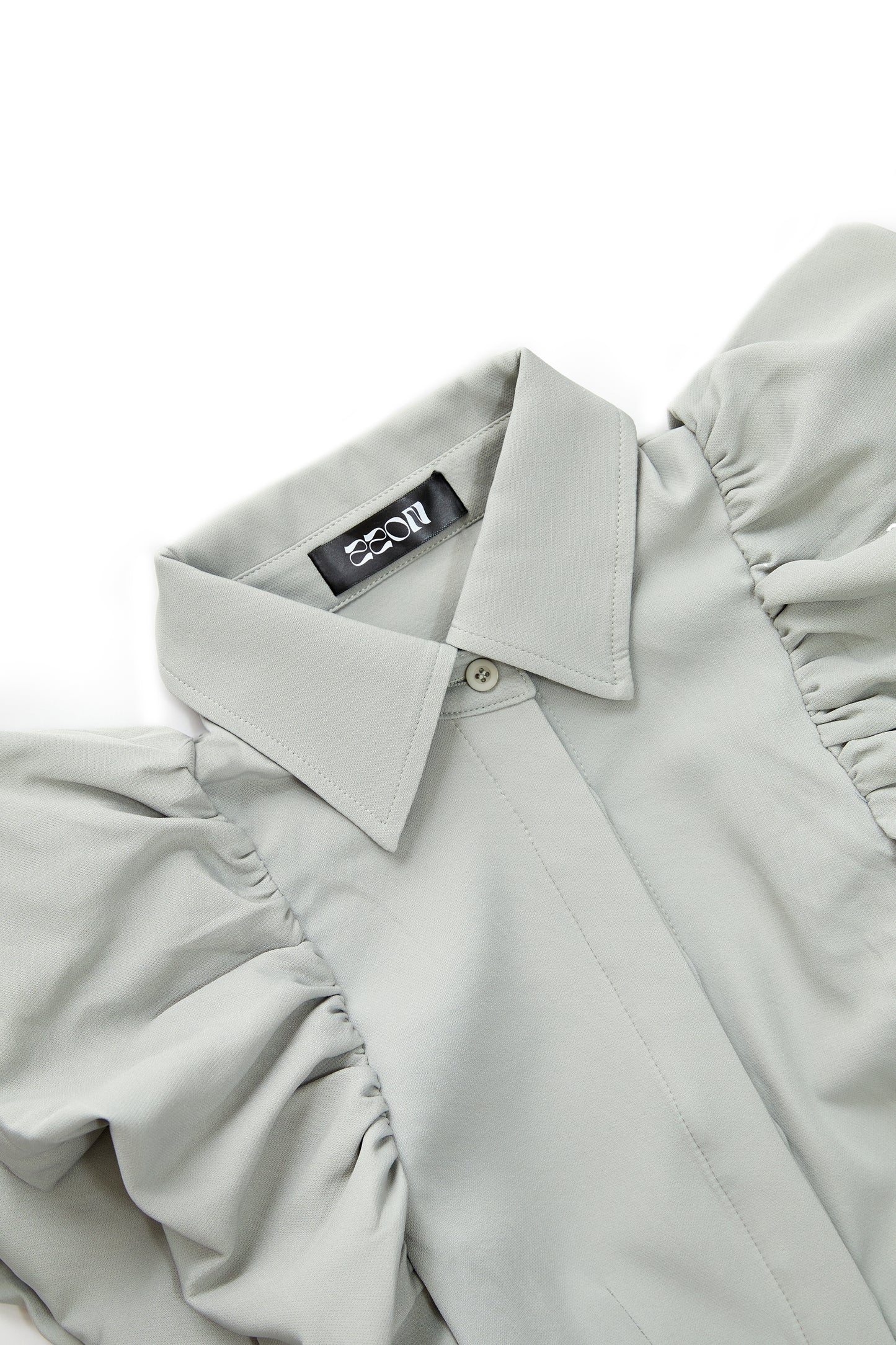 Petal Sleeve Double Layer Design Shirt - Gray