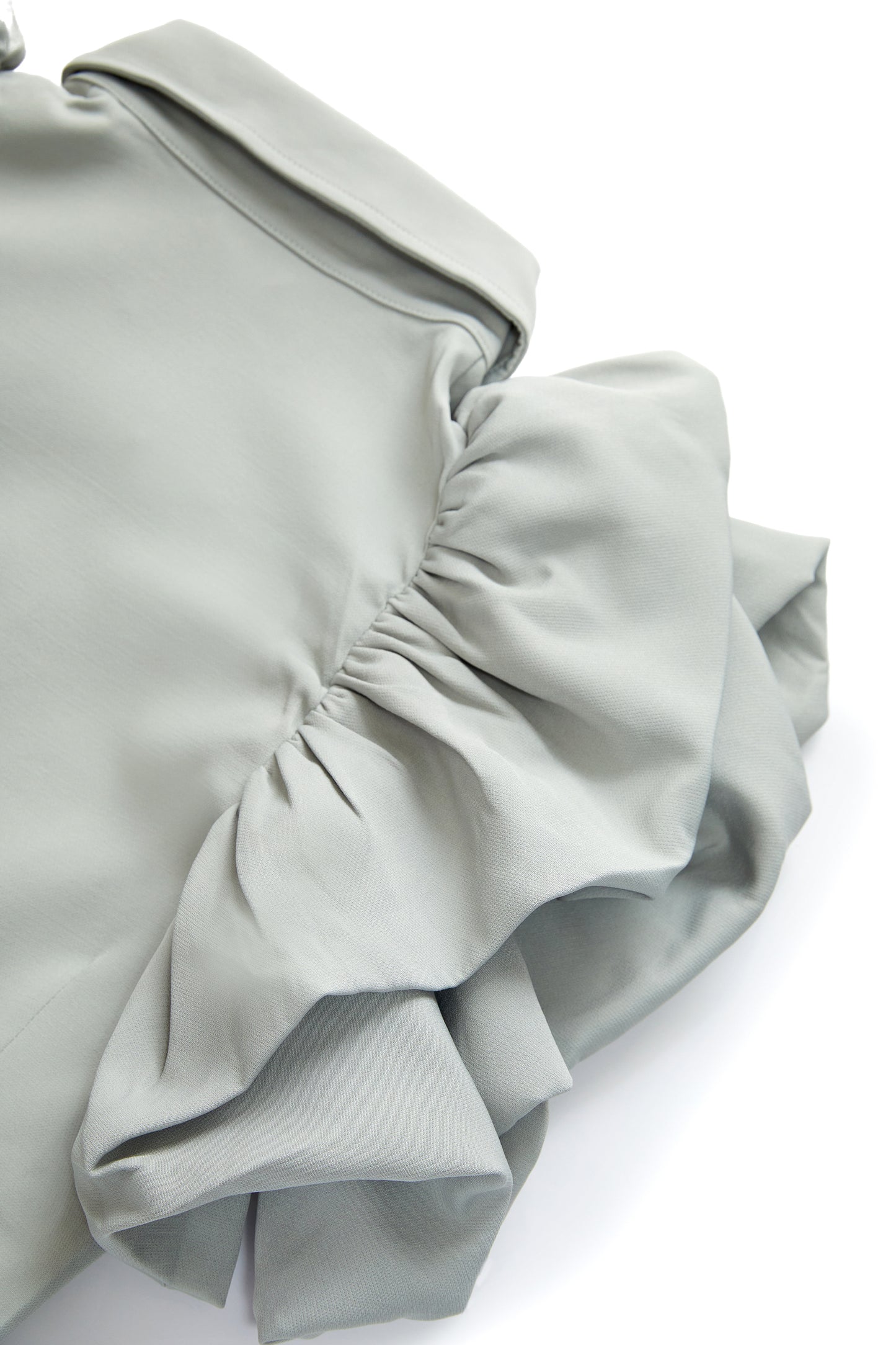 Petal Sleeve Double Layer Design Shirt - Gray