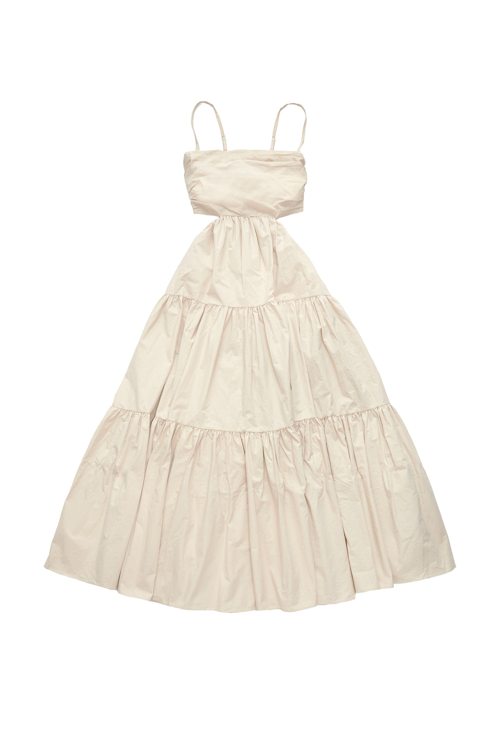 Korean style heavy industry one-piece long skirt-apricot color