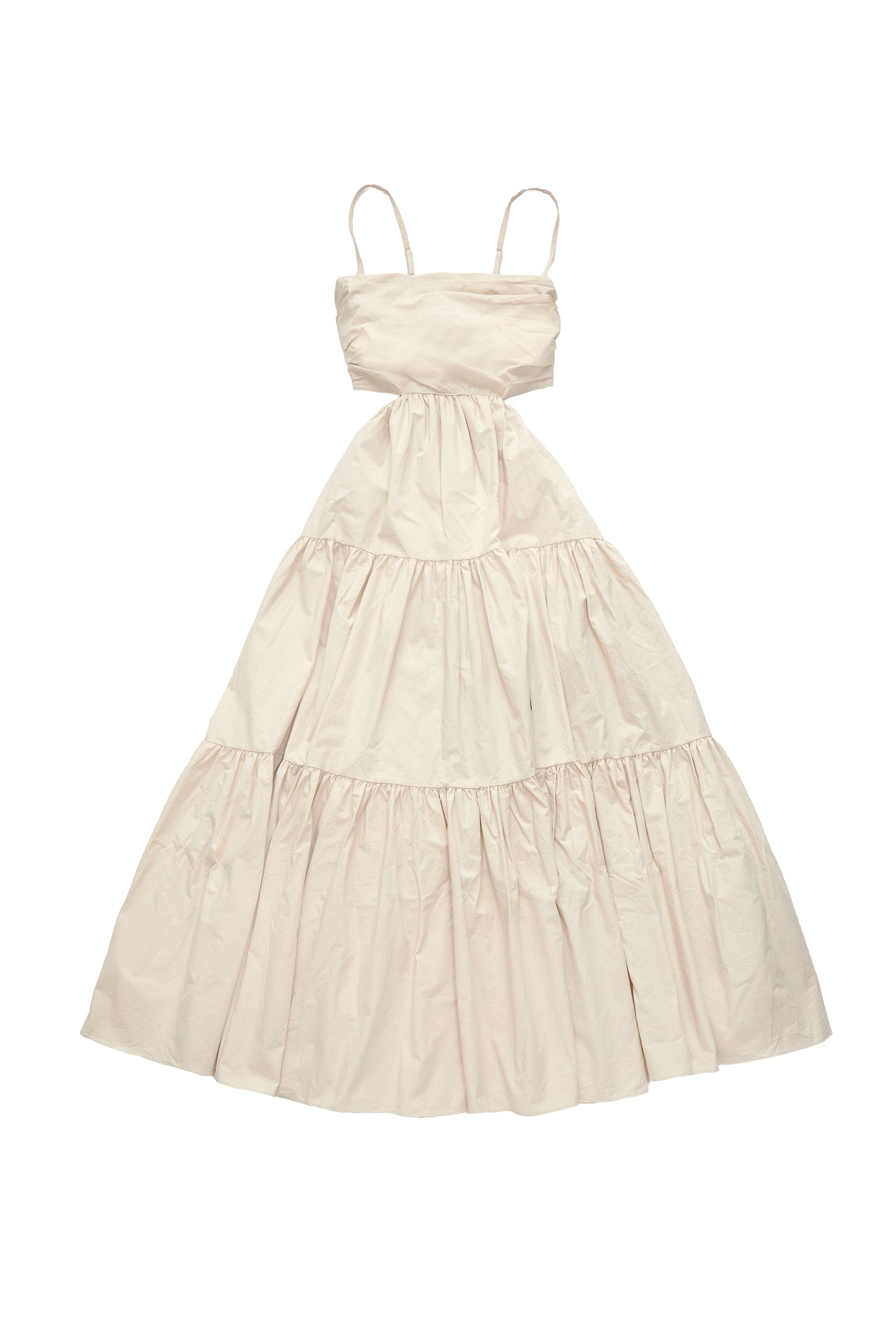 Korean style heavy industry one-piece long skirt-apricot color