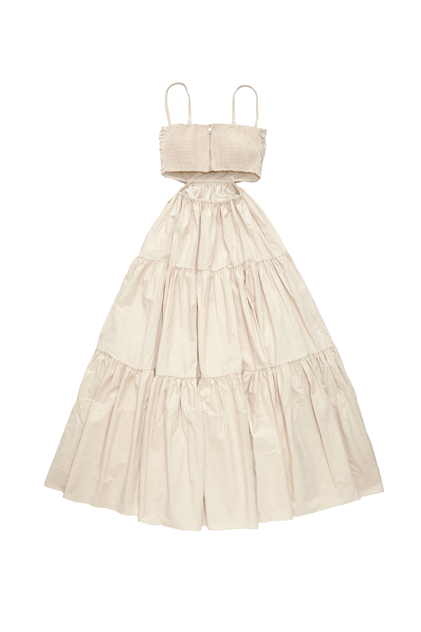 Korean style heavy industry one-piece long skirt-apricot color