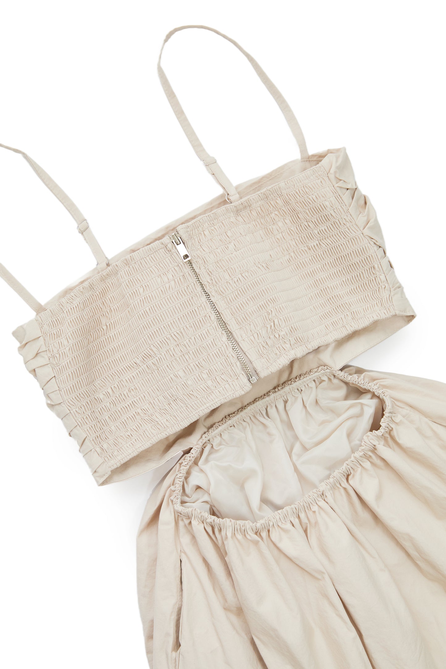 Korean style heavy industry one-piece long skirt-apricot color