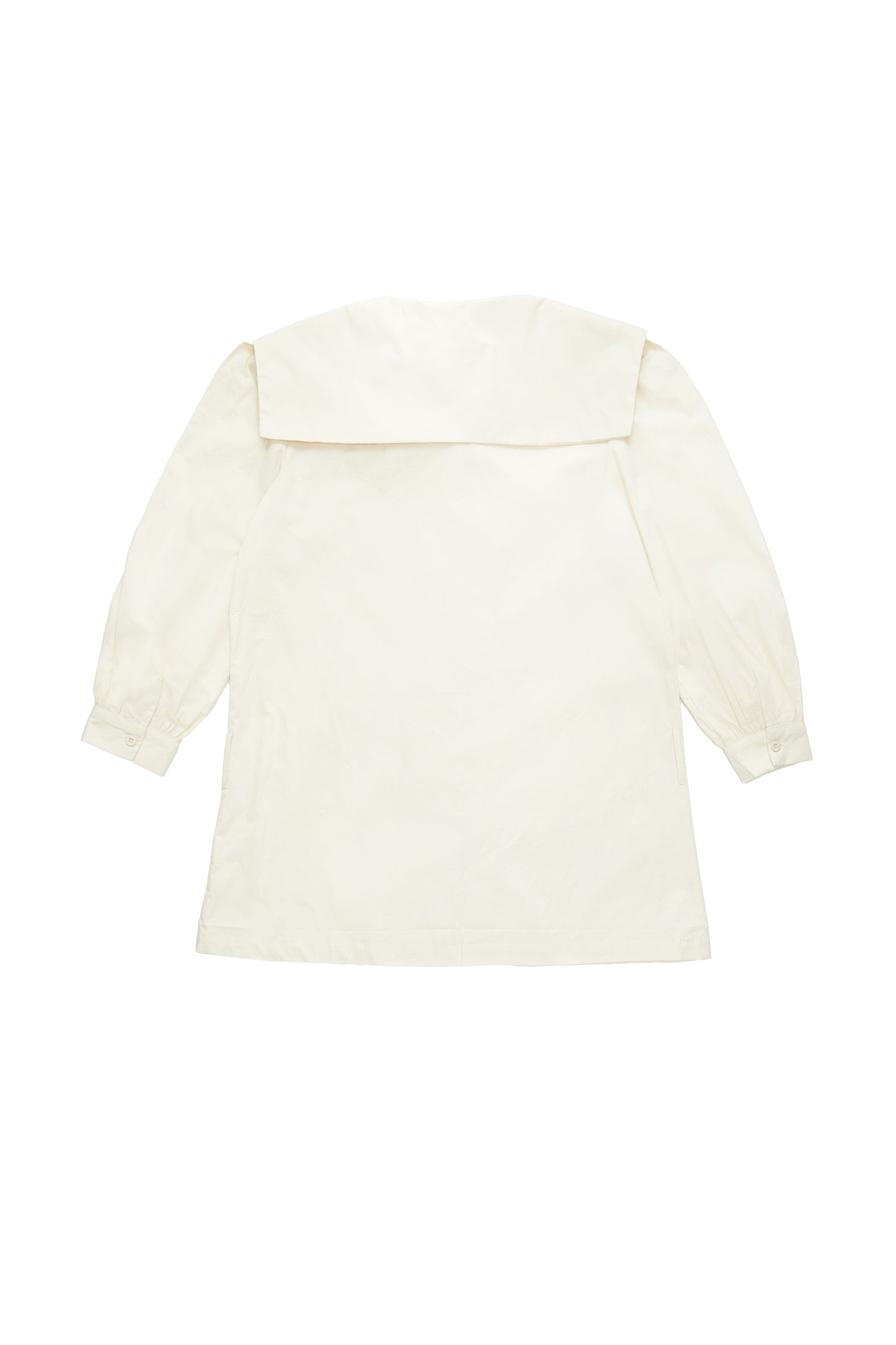 Lapel cotton long shirt-off-white