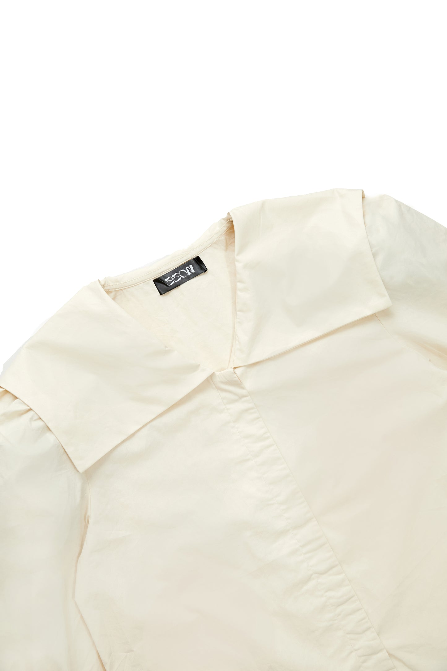 Lapel cotton long shirt-off-white