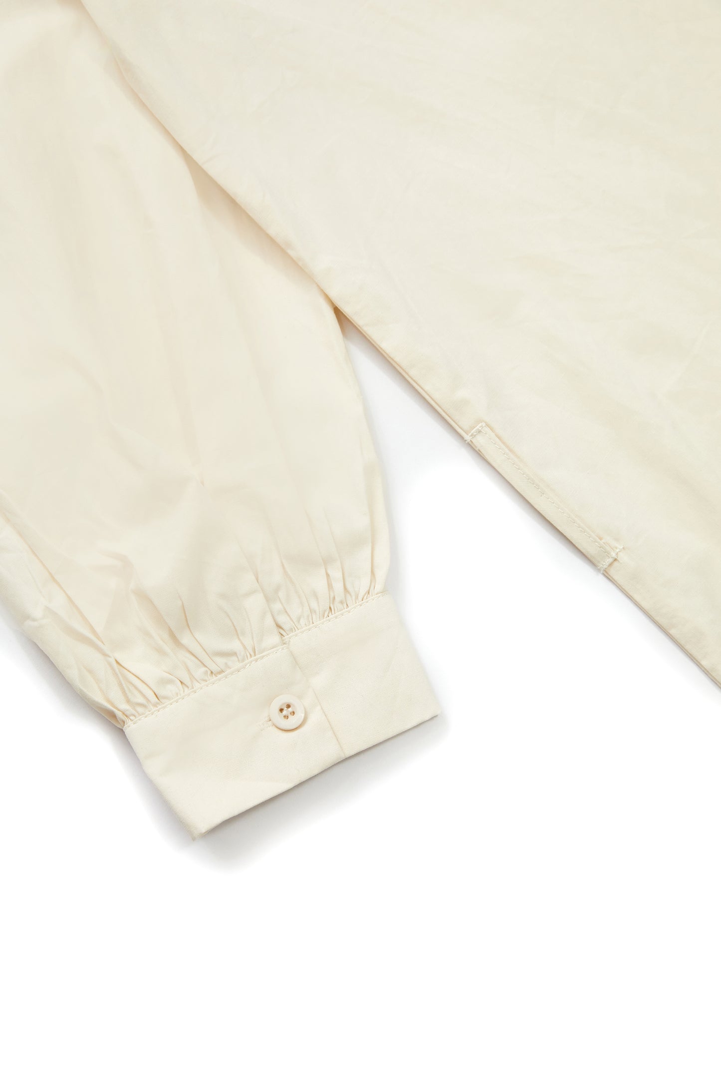 Lapel cotton long shirt-off-white