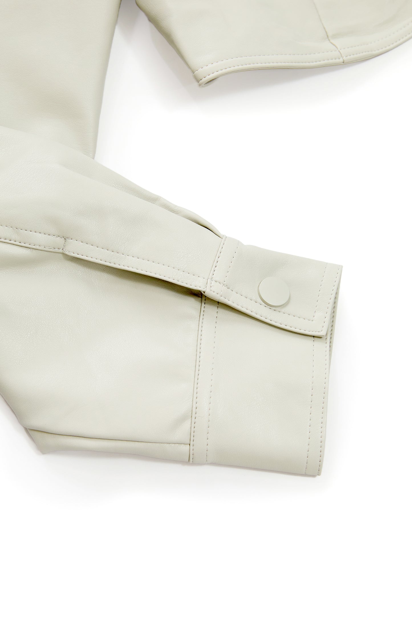 Short version soft casual leather jacket-grey