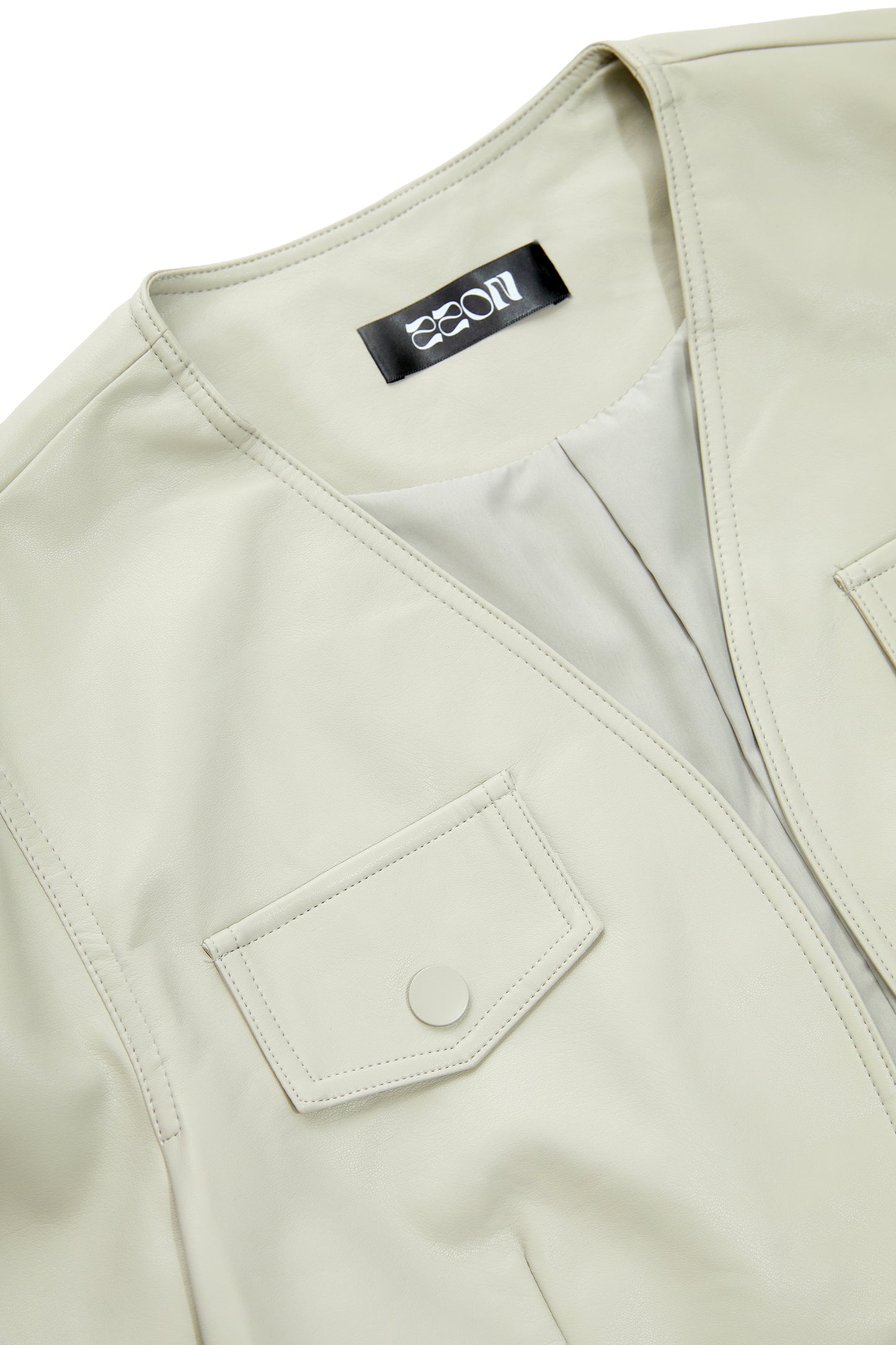 Short version soft casual leather jacket-grey