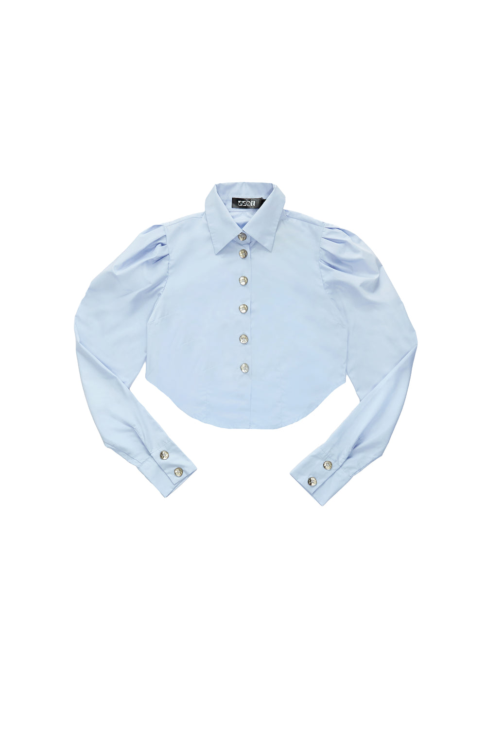 Delicate princess sleeve arc shirt-pink blue