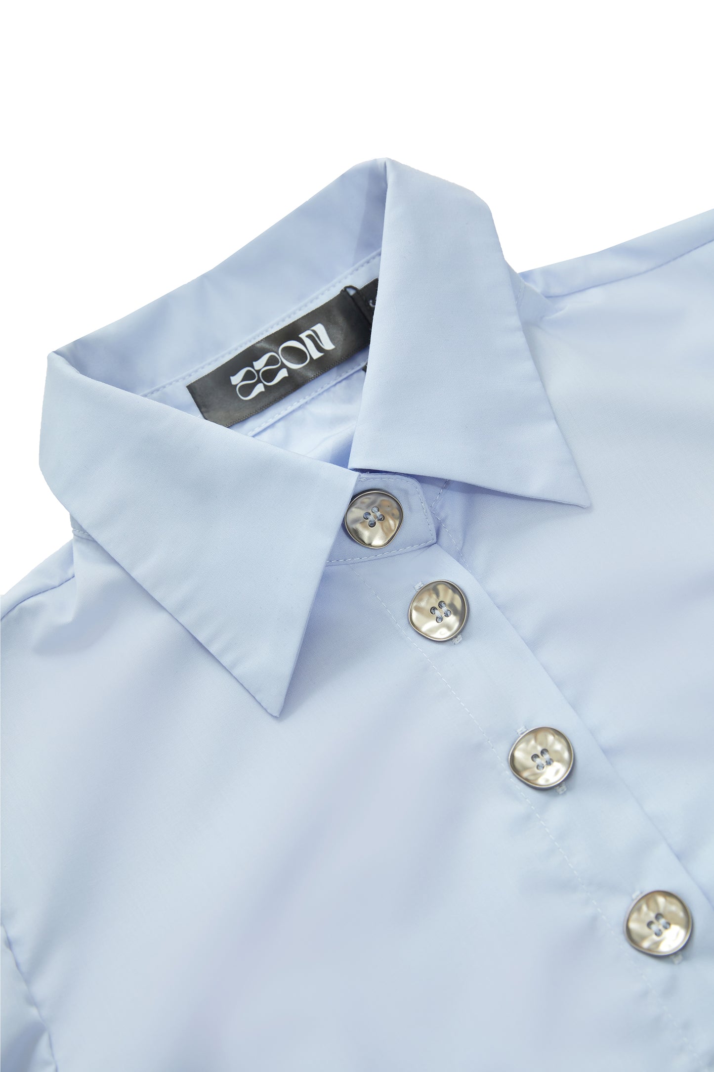 Delicate princess sleeve arc shirt-pink blue